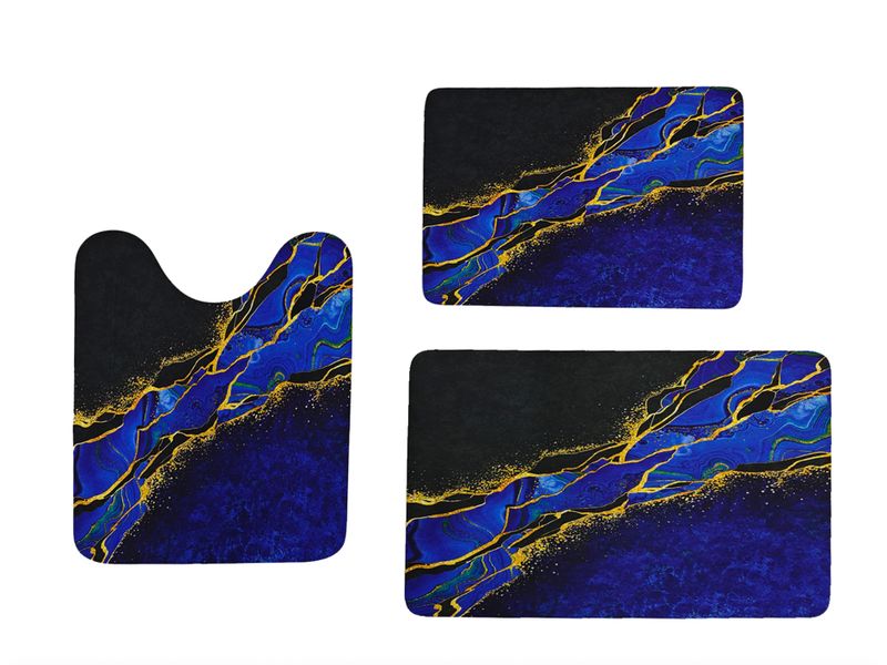 HIDECO 3 Piece Rubber Toilet Set, U Shaped +2 Mat Non Slip, Quick Dry Mat