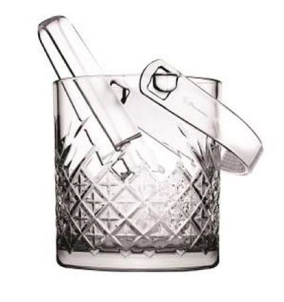 Ice Bucket &amp; Tong 2 Piece set Cut Glass Timeless 530068