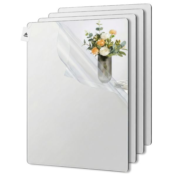 Topika Adhesive Mirror For DIY Wall Acrylic Mirror Sheet 4Pcs(30x40CM Each)
