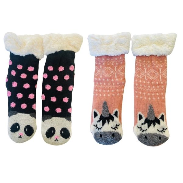 Girls Fluffy Thermal Slipper Socks With Floor Gr image