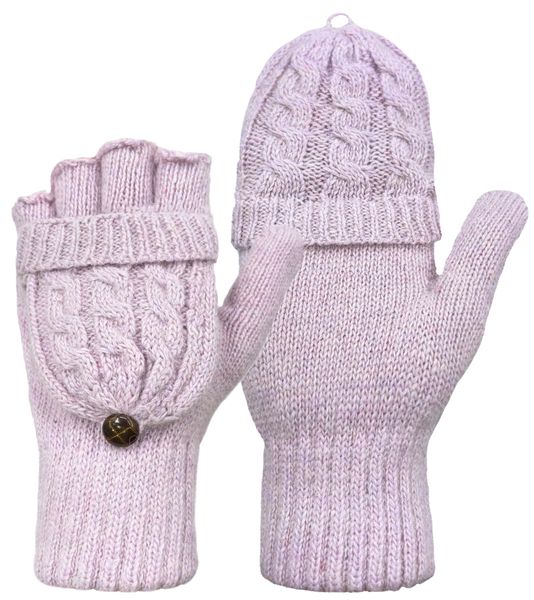 Winter Fingerless Flip-Top Mittens: Wool Knit, Warm - Men &amp; Women