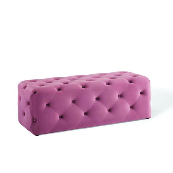Dusty Rose Amour Tufted Button Bench