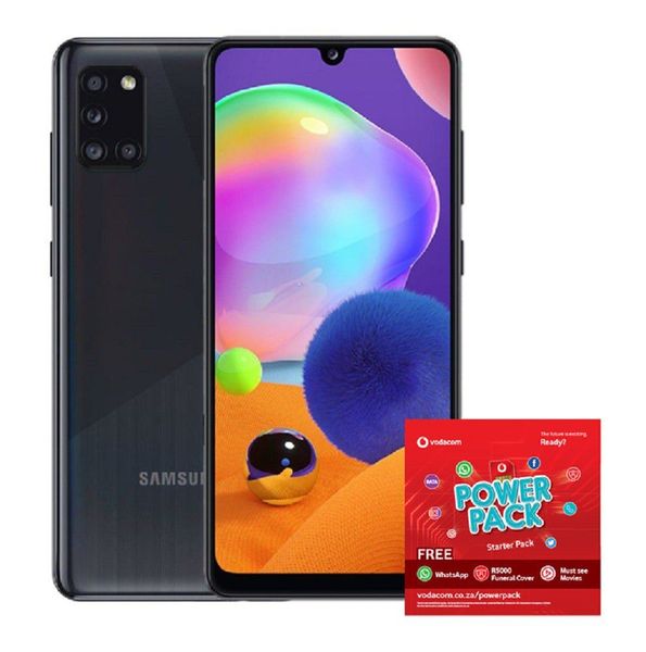 Samsung Galaxy A31 128GB Dual Sim - Prism Black + Vodacom Sim Card Pack