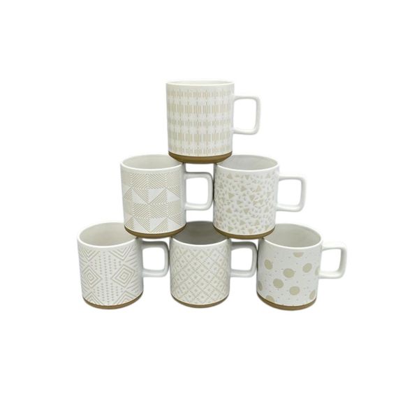 Ceramic Printed Mug Set - 400ml - 6 - Piece
