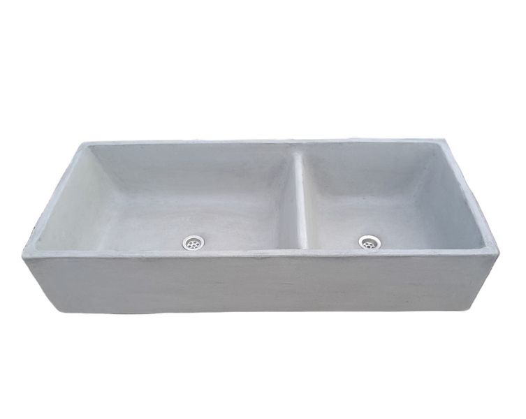 Grey Double Butler 101 x 44.5 x 20.5cm Basin. Bespoke Hand-made Sink