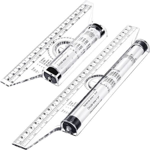 2 Pcs Plastic Measuring Rolling Ruler Drawing Parallel Drafting Ruler