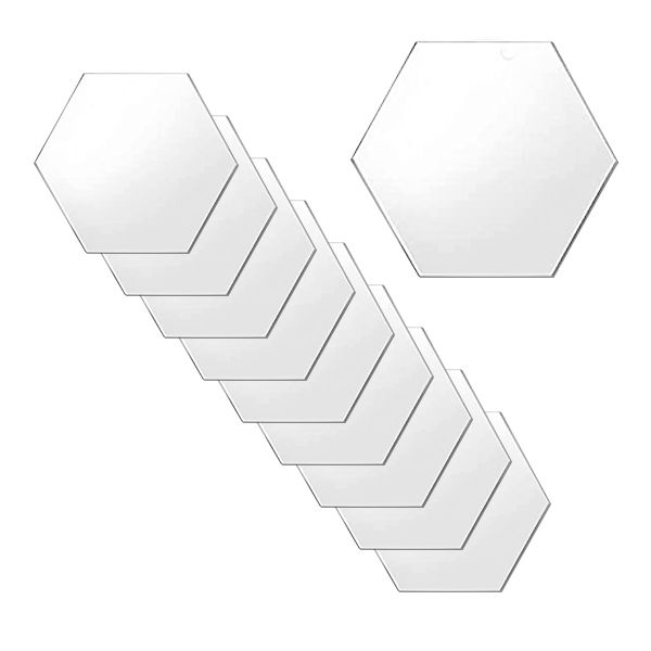 Hexagon Coaster Clear Acrylic Blanks - 9cm