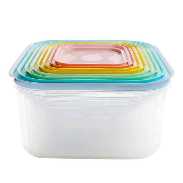 Pruchef - 8 Pack Multi-Colour all Purpose Plastic Storage Bowls with Lid