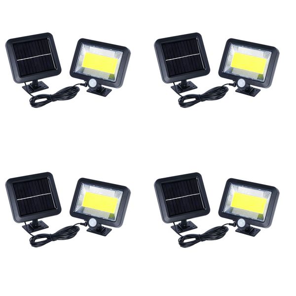 Set of 4 100 COB LED Bright Outdoor Waterproof Solar Sensor Wall Lamp