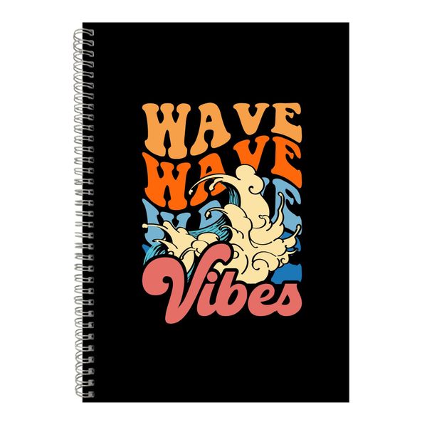 Wave Vibes A4 Notebook Spiral and Lined Surfing Graphic Notepad Present 095