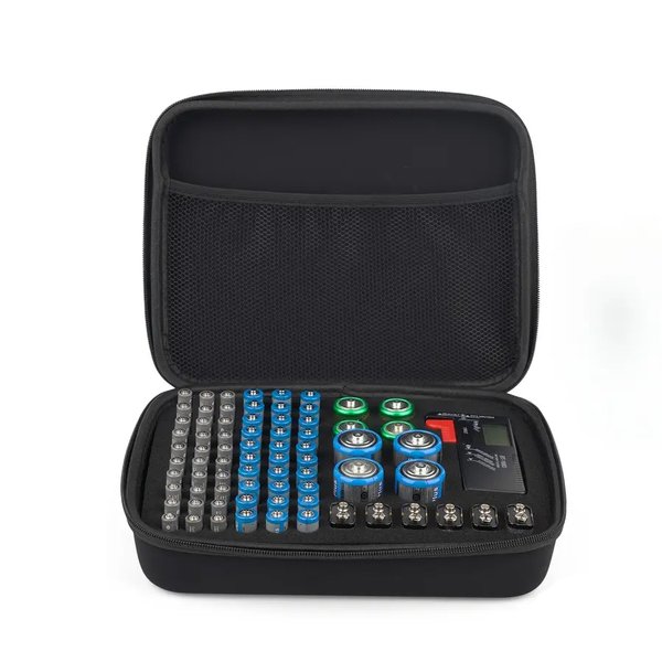 Battery Storage Case with 74 Batteries &amp; Tester (AA / AAA / C / D / 9V)