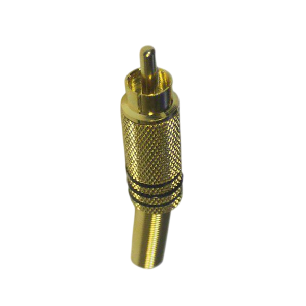 MR570G Inline RCA Plug Gold-Plated Metal with Sleeve &amp; Indicator Ring