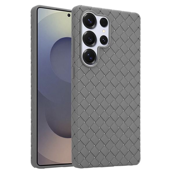 Luxury Cover with Grey Woven Pattern Compatible with Samsung Galaxy S25 Ultra