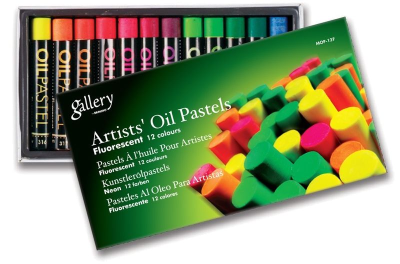 MUNGYO - Artists' Oil Pastels Fluorescent 12 Colours