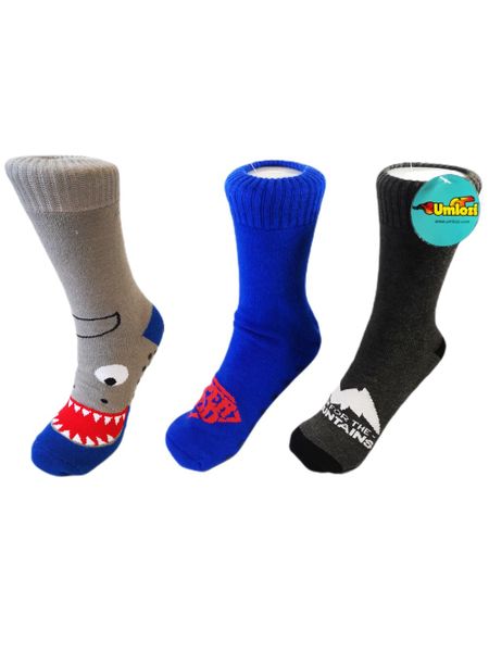 Adult Slipper Socks With Non Slip Grip Pads-Mens-Assorted Pack of 3- Umlozi