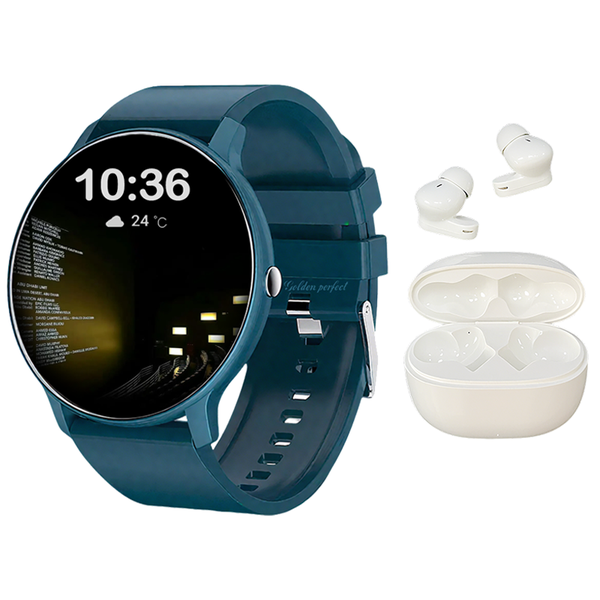 Golden Perfect Smartwatch &amp;Bluetooth Earbuds Set | Waterproof Fitness Combo