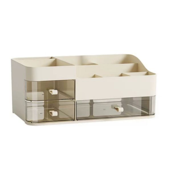 Desk Makeup Organiser with Storage Drawers, Skincare Display Case - White