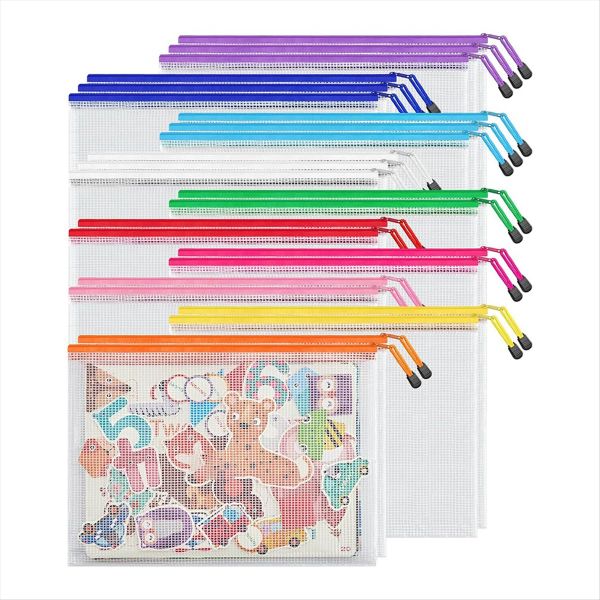 10 Colors Zipper Mesh Document Bag A4 Letter Size Mesh Bag 36 Pcs