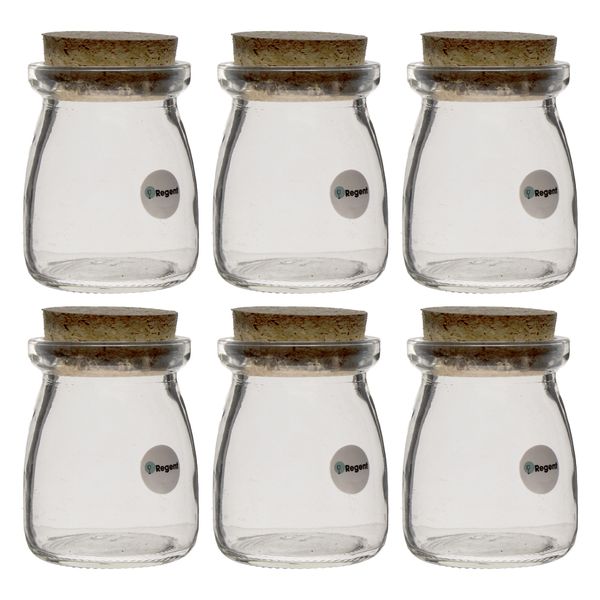 Regent 100ml Round Glass Bottles with Cork Lids 6 Pack