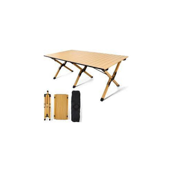 Premium Folding Aluminum Picnic Table with Wooden Finish