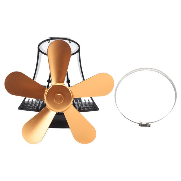 Wall Mount Fan Silent Wood Log Burner Five Blade Black