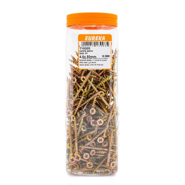 EUREKA Chipboard Screws Full Thread Yellow Zinc 4.5 x 50mm Q:300 T1G320