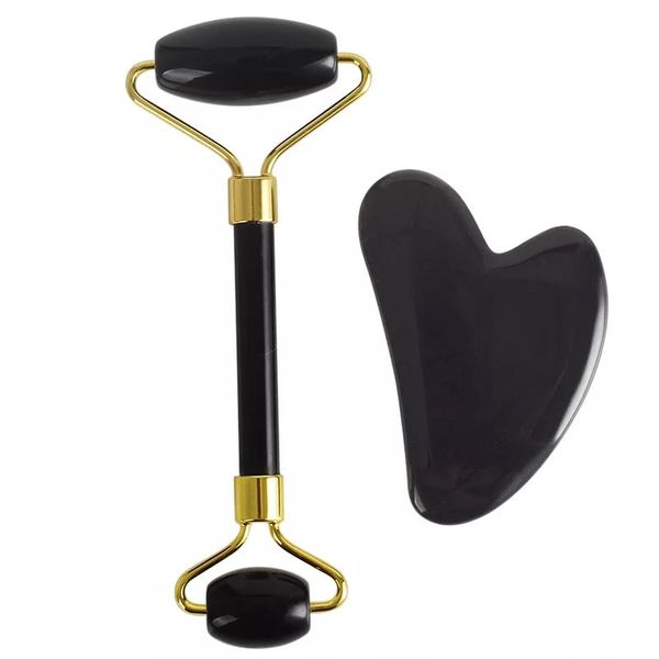 Lilhe Facial Roller and Gua Sha Set-Black Obsidian