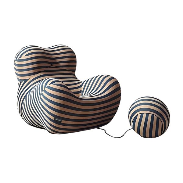 Lomansa Cotton 1 Seater Convertible Sofa Movable Ottoman, Modern Comfy