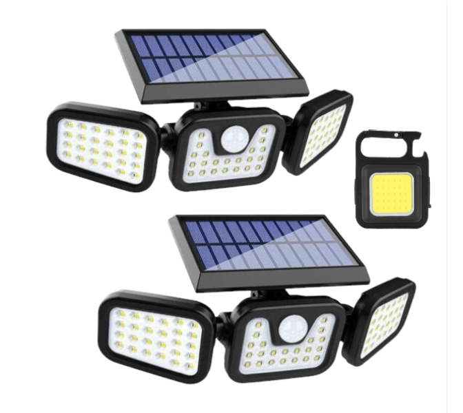 Set Of 2 -3 Heads Motion Sensor Lights Solar Outdoor With chain COB Light