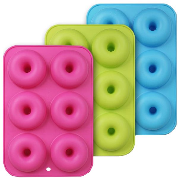 3 Pack Silicone Donut Molds Non-Stick Food Grade Reusable Baking Pans
