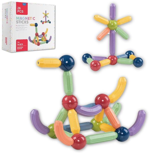 26Piece Magnetic Sticks Set - Educational Building Blocks Toy for Toddlers