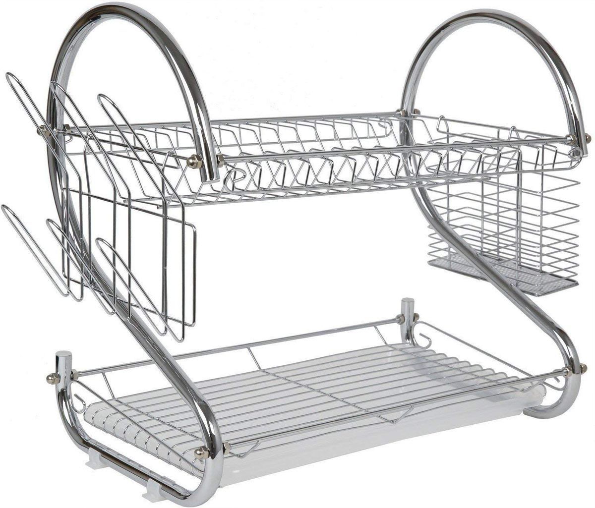 Ten/Tech 2 Layer Steel Tableware & Dish Rack with Cups and Cutlery ...