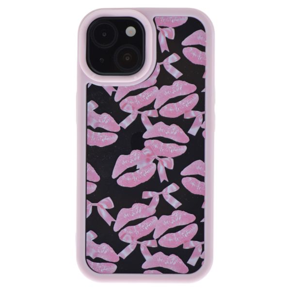 Pink Glitter Kiss &amp; Bow Phone Case - Compatible With iPhone