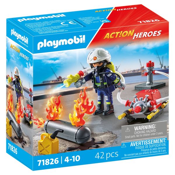 Playmobil Action Heroes - Firefighter with Water Pump Playset - 42 Pieces
