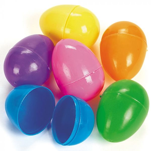Bulk Pack 3 x Plastic Fillable Large Easter Hunt Eggs (6 Eggs Per Pack)
