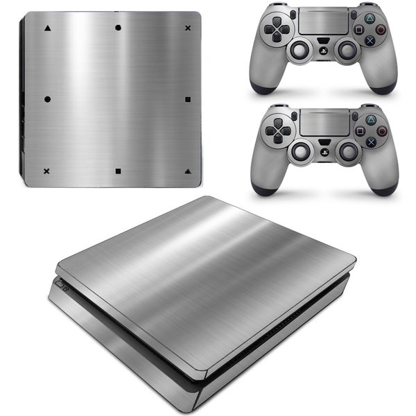Decal Skin Compatible with PS4 Slim - Chrome Silver (Textured) (Decal Only)