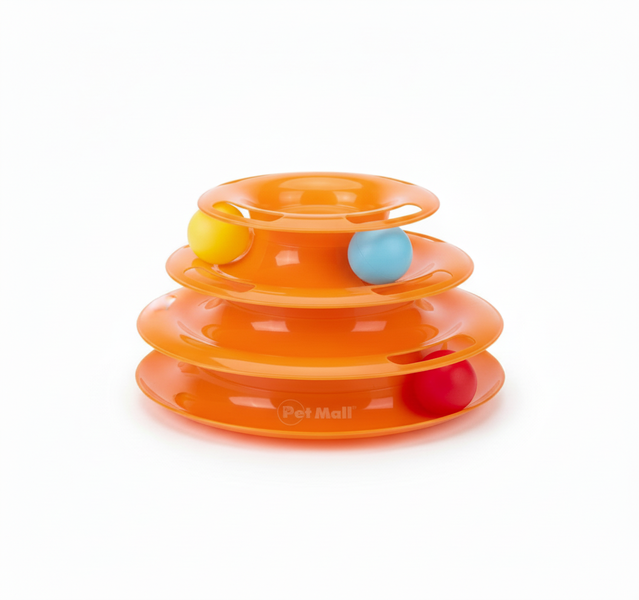 Pet Mall Cat Toy Pyramid with 3 Levels and Chasing Balls