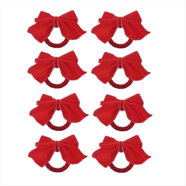 8 Red Bow Napkin Holder Rings, Velvet Bow Xmas Napkin Holder Buckle Table D