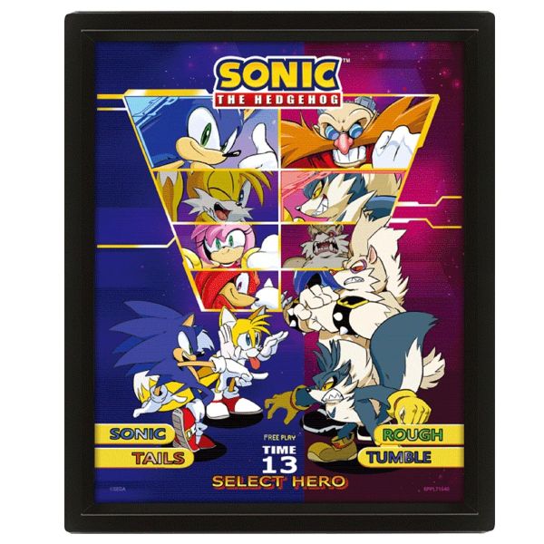 Sonic The Hedgehog - Framed 3D Lenticular Poster (25cm x 20cm)