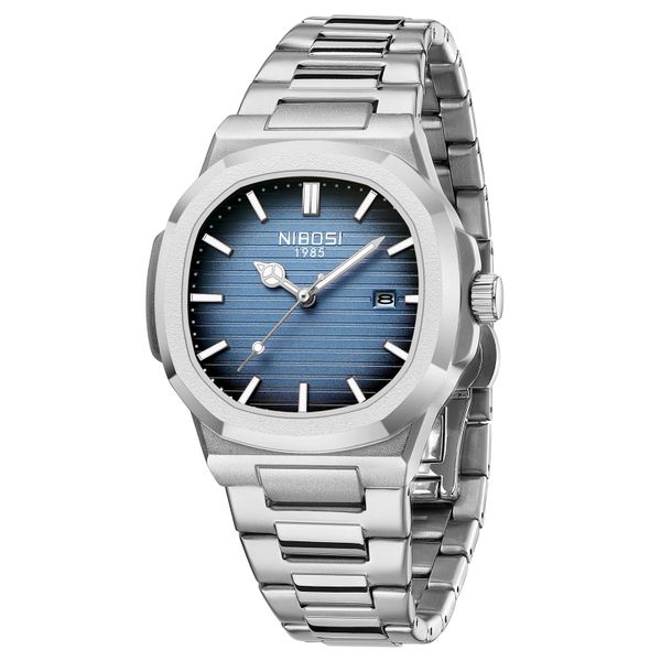 Nibosi Men's Quartz Watch - Blue Dial and Stainless Steel Luxury Watch