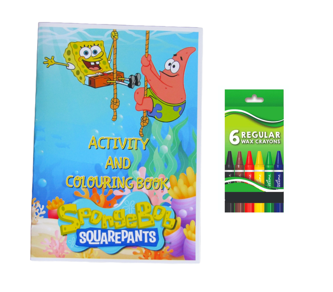 Spongebob Activity and Colouring Book A5 plus 6 Wax Crayons