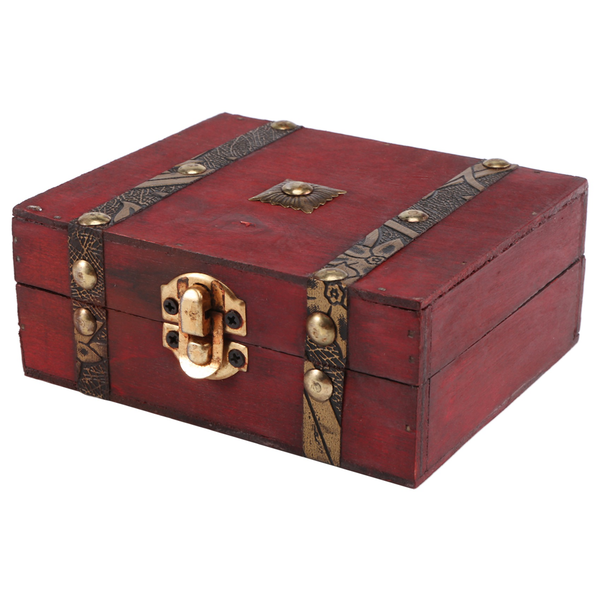 Wooden Vintage Lock Treasure Chest Jewelery Storage Box Case Organiser Ring