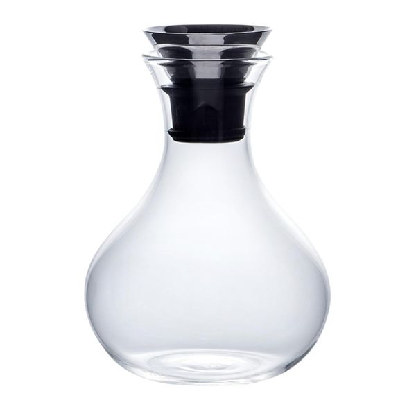 Modern Borosilicate Glass Heat-Resistant Round Carafe -1L - Clear/Black