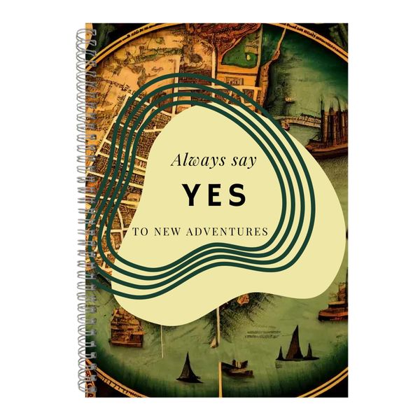 Yes A4 Notebook Spiral and Lined Travel Graphic Notepad Design Present 103