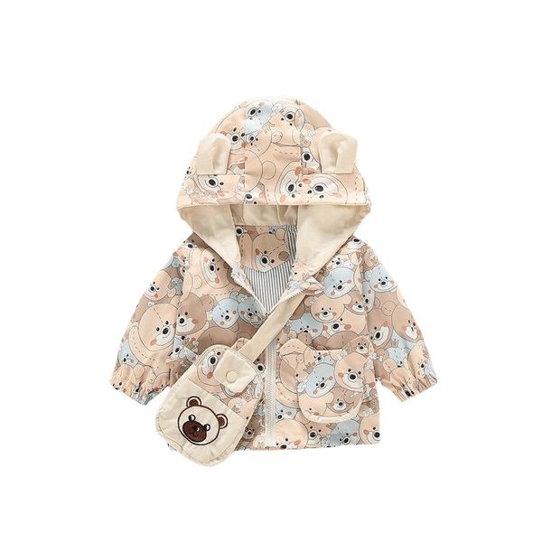 Beige Little Bear Cute Jacket and Bag for Boys