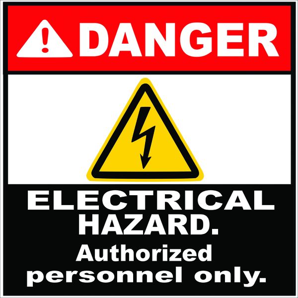Danger Electrical Hazard Authorised Personnel Only Sign 19x19cm - 2 Pack