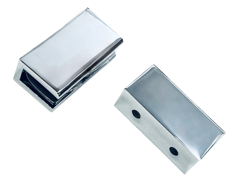 6cm Stainless Steel Clamps for Shower Glass or Floating Shelves Set of 2