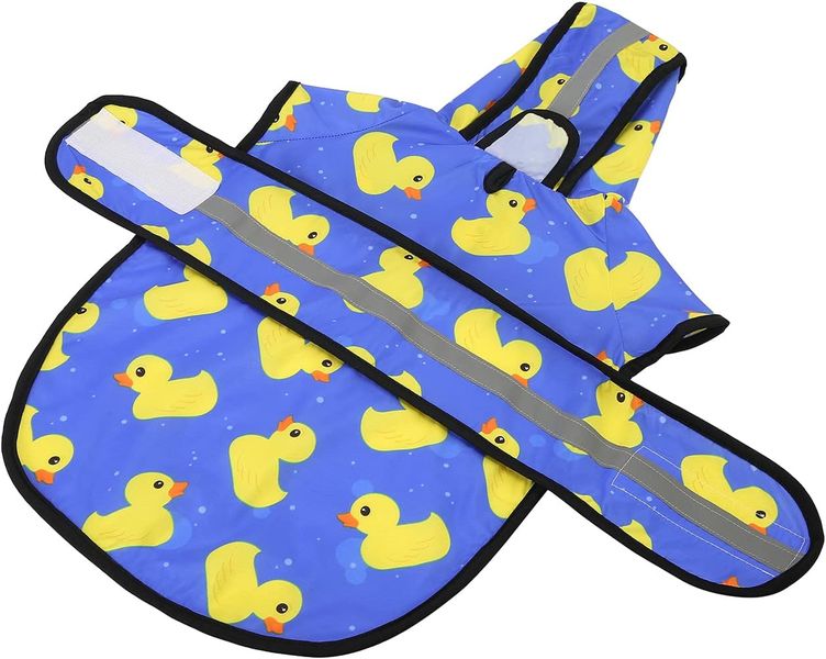 Cute Yellow Duck Print Dog Raincoat