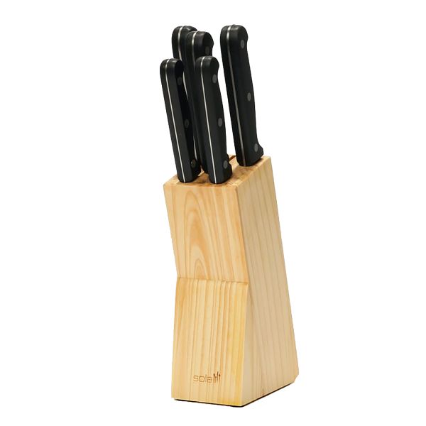 Sola 5 Piece kitchen knife set with wood block