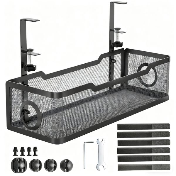 Under Desk Cable Tray Organizer Set No Drill Cable Management Rack